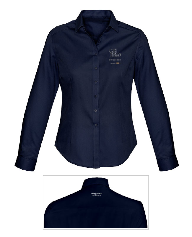 GLOBATECH ADMINISTRATION - S522LL chemise manches longues femme - BR. 13122 (AVG) - BR. 13127 (NUQUE)