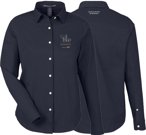 GLOBATECH - DG505W - Chemise Spencer popeline  femme - BR. 13122 (AVG) + BR. 13127 (NUQUE)